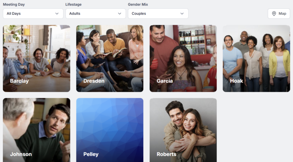 Churchteams Groupfinder helps people find the right group fit.